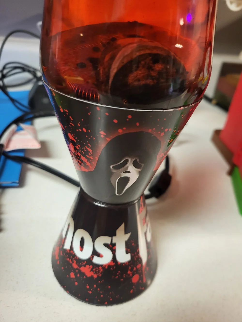 Ghost Face Scream Lava Lamp Black Wax/Red Liquid 14.5” Ghostface Horror Movie